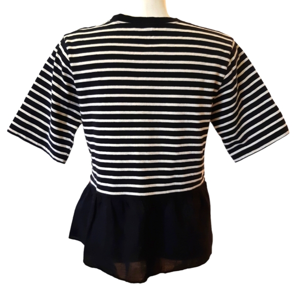 KKAM JUU MOON 23 size medium striped peplum knit and cotton crewneck top - Picture 3 of 10